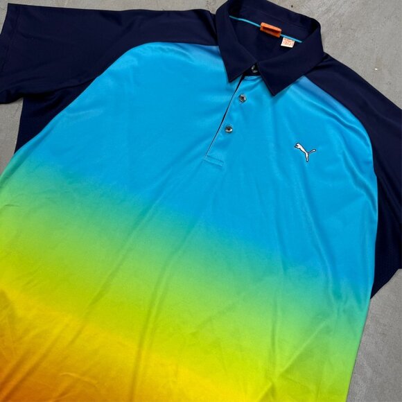 Puma Rainbow Fade Golf Shirt Short Sleeve Stretch Polo XL - Picture 2 of 7